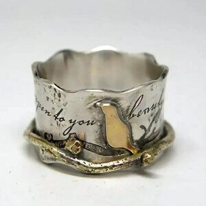 Boho Raven and Poe Inspired Two Tone Ring #1371